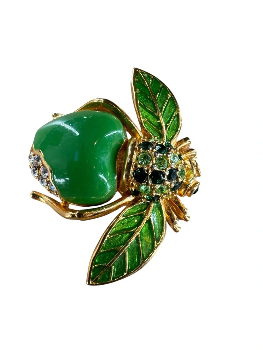 Very Rare Authentic Joan Rivers Green Granny Smith Apple Bee Pin Brooch